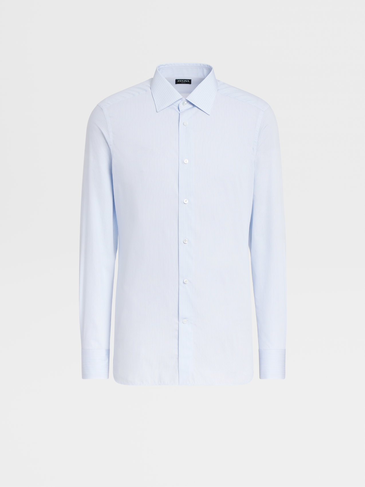 白色配浅蓝色细条纹 100fili 长袖精裁衬衫